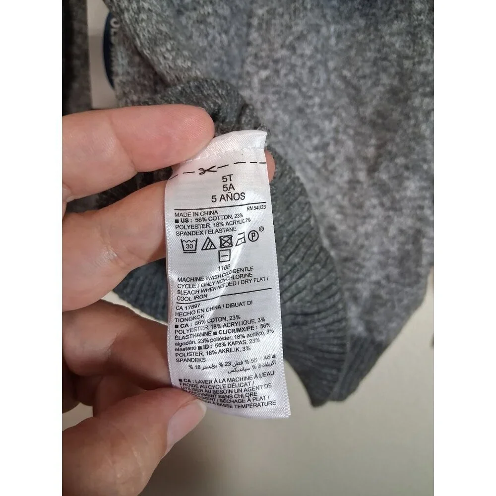 NWT Old Navy Sweater Hoodie Knit Casual Winter Gray Size 5T